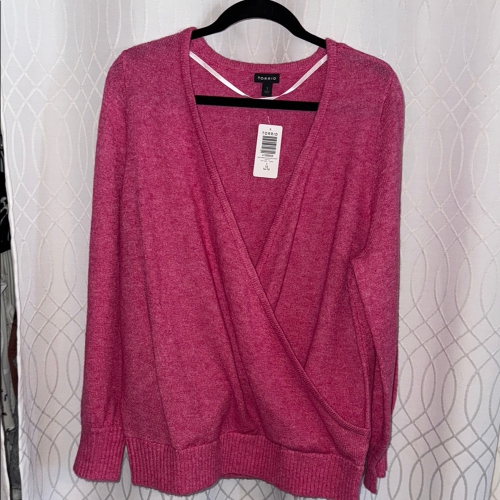Torrid Pink V-Neck Knit Sweater